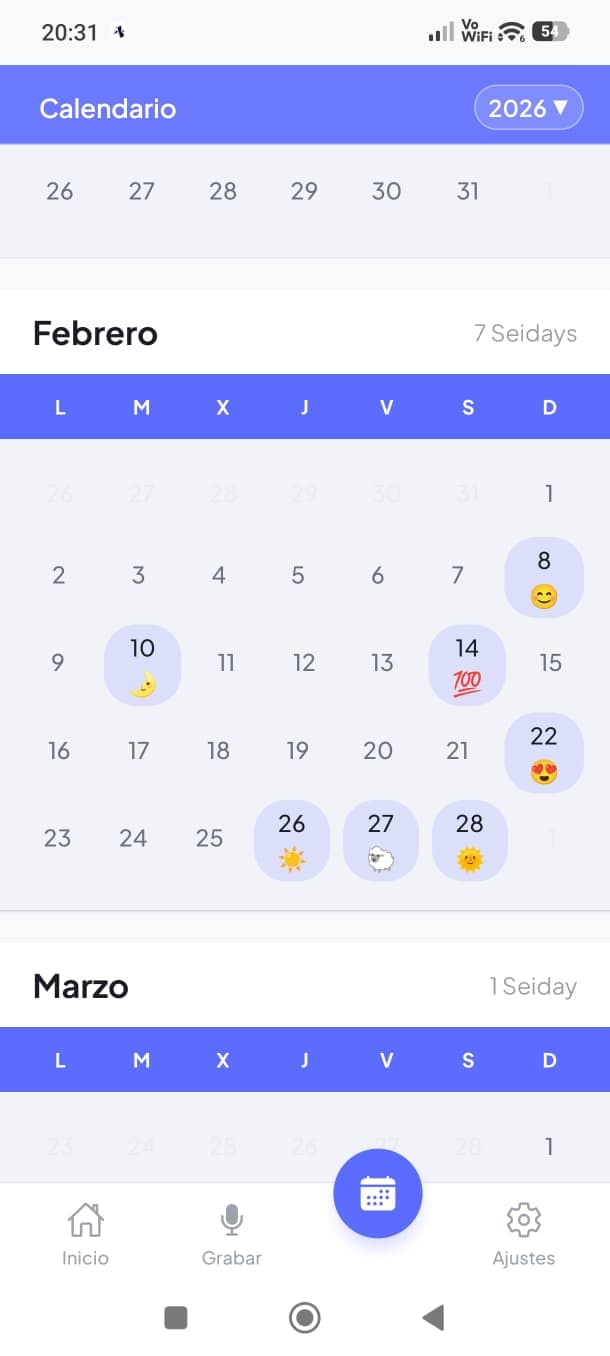 Seiday — Calendario